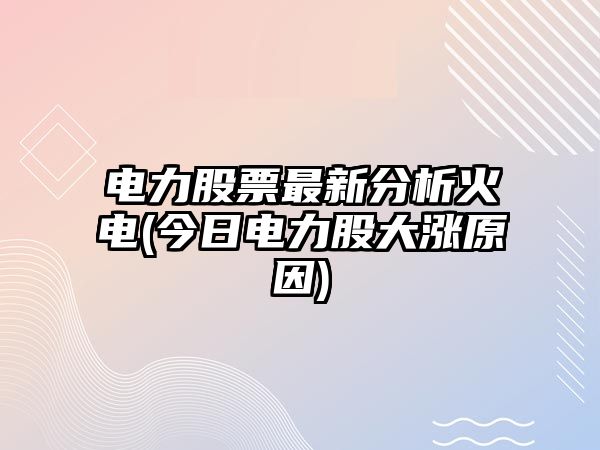 電力股票最新分析火電(今日電力股大漲原因)