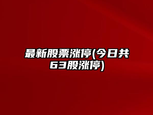 最新股票漲停(今日共63股漲停)