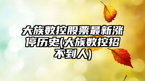 大族數控股票最新漲停歷史(大族數控招不到人)