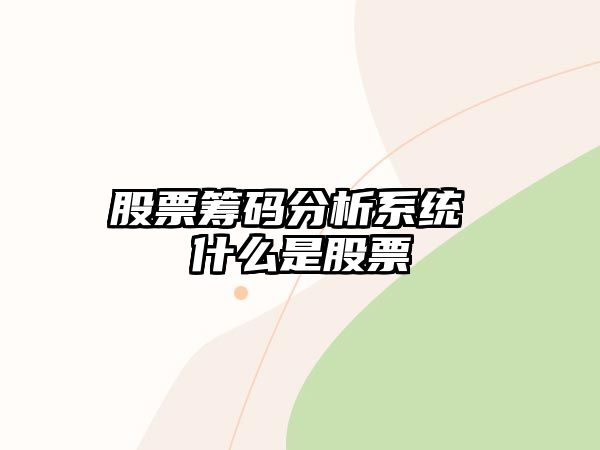 股票籌碼分析系統 什么是股票