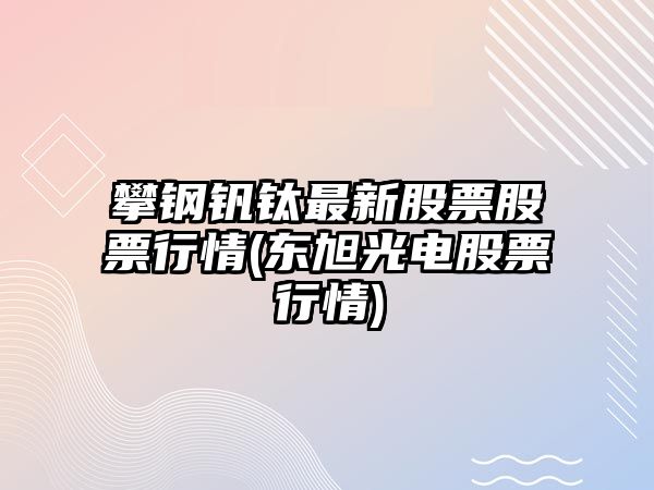 攀鋼釩鈦最新股票股票行情(東旭光電股票行情)