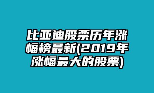 比亞迪股票歷年漲幅榜最新(2019年漲幅最大的股票)