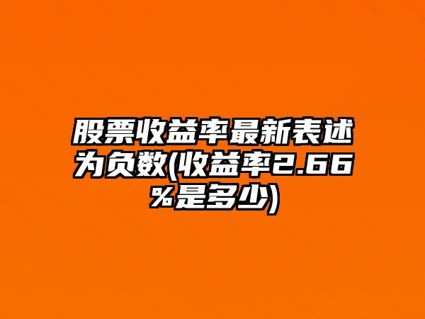 股票收益率最新表述為負數(收益率2.66%是多少)