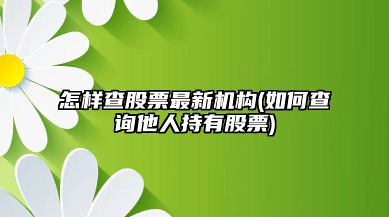 怎樣查股票最新機構(如何查詢(xún)他人持有股票)