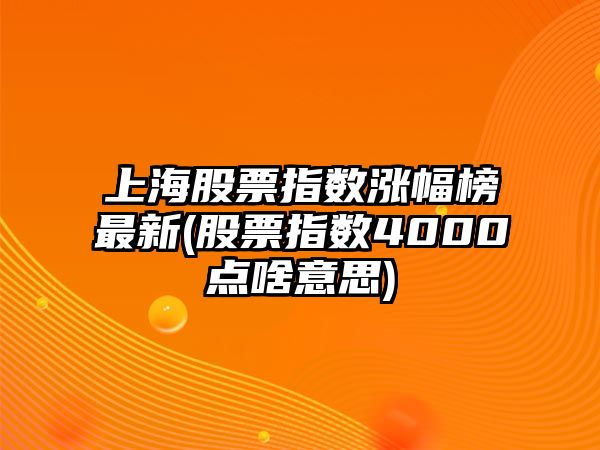 上海股票指數漲幅榜最新(股票指數4000點(diǎn)啥意思)