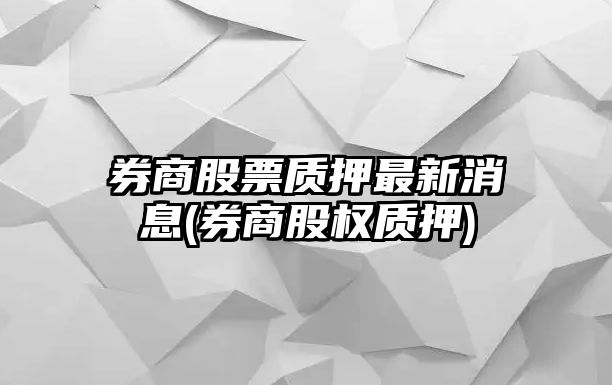 券商股票質(zhì)押最新消息(券商股權質(zhì)押)