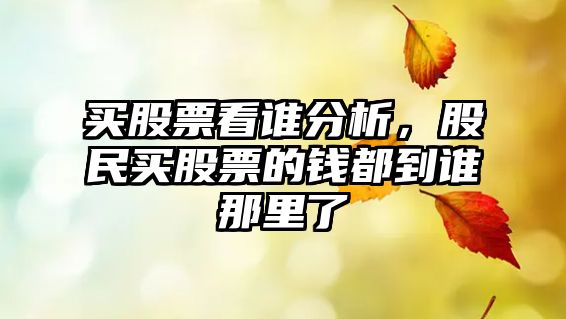 買(mǎi)股票看誰(shuí)分析，股民買(mǎi)股票的錢(qián)都到誰(shuí)那里了