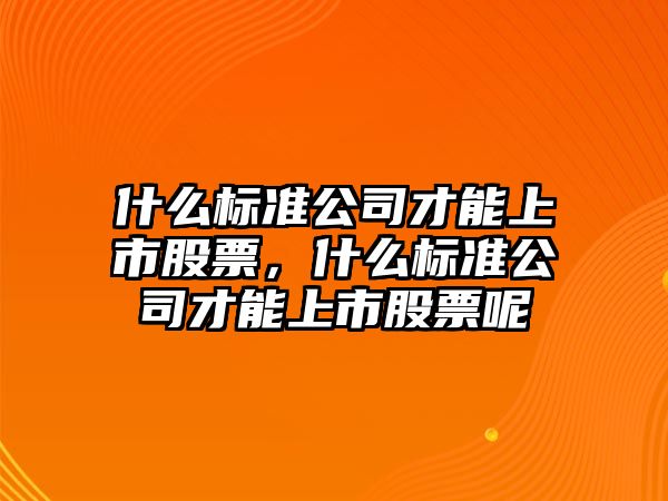 什么標準公司才能上市股票，什么標準公司才能上市股票呢