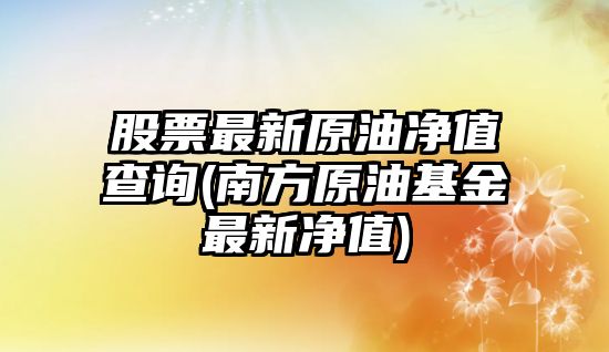 股票最新原油凈值查詢(xún)(南方原油基金最新凈值)