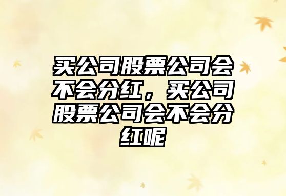 買(mǎi)公司股票公司會(huì )不會(huì )分紅，買(mǎi)公司股票公司會(huì )不會(huì )分紅呢