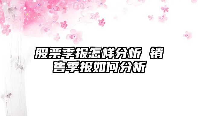 股票季報怎樣分析 銷(xiāo)售季報如何分析