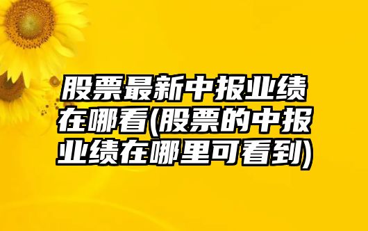 股票最新中報業(yè)績(jì)在哪看(股票的中報業(yè)績(jì)在哪里可看到)