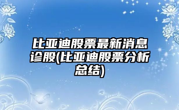 比亞迪股票最新消息診股(比亞迪股票分析總結)