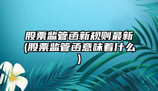 股票監管函新規則最新(股票監管函意味著(zhù)什么)