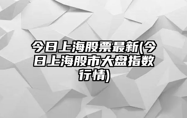 今日上海股票最新(今日上海股市大盤(pán)指數行情)