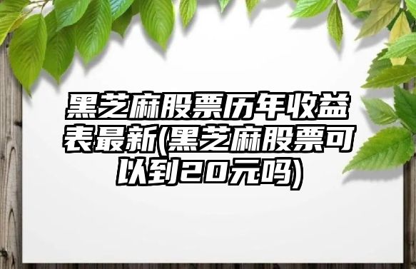 黑芝麻股票歷年收益表最新(黑芝麻股票可以到20元嗎)