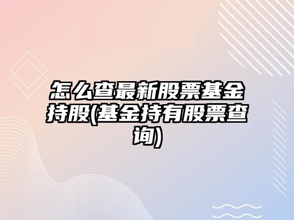 怎么查最新股票基金持股(基金持有股票查詢(xún))