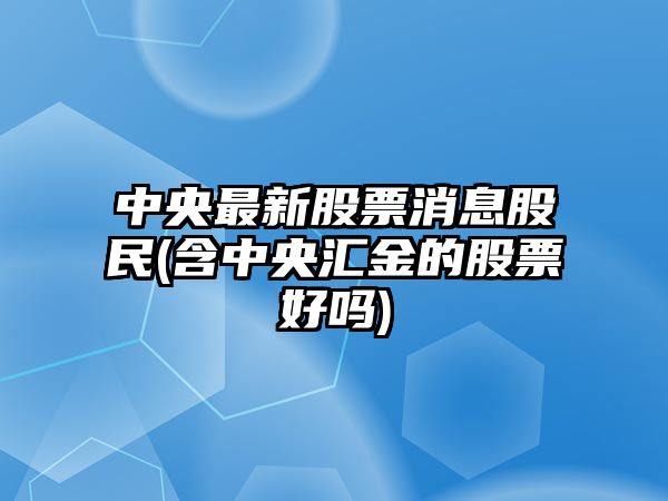 中央最新股票消息股民(含中央匯金的股票好嗎)