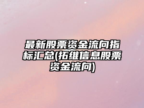 最新股票資金流向指標匯總(拓維信息股票資金流向)