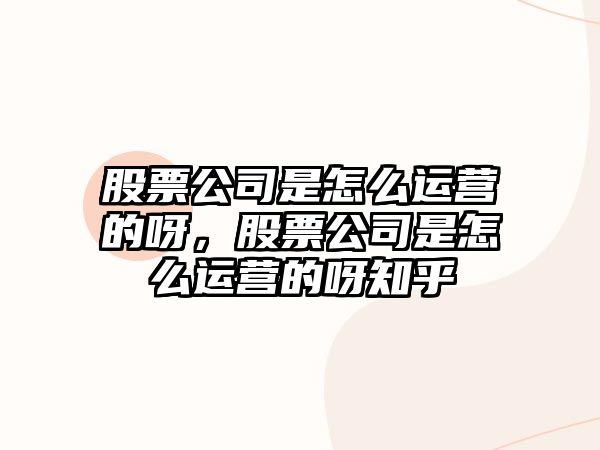 股票公司是怎么運營(yíng)的呀，股票公司是怎么運營(yíng)的呀知乎