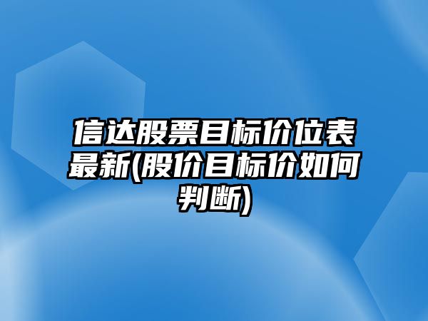 信達股票目標價(jià)位表最新(股價(jià)目標價(jià)如何判斷)