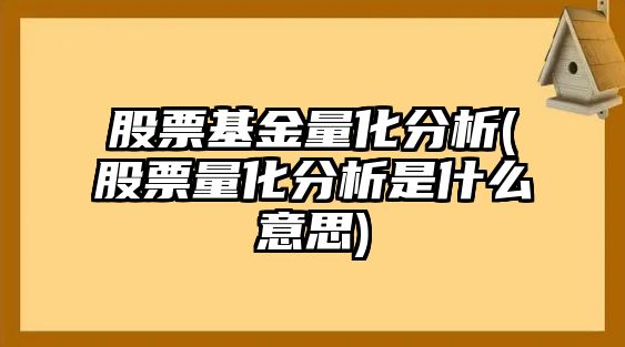 股票基金量化分析(股票量化分析是什么意思)