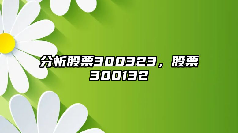 分析股票300323，股票300132