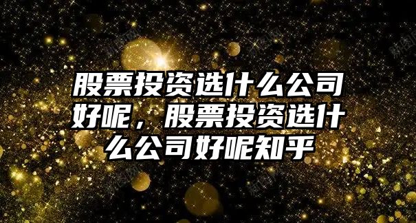 股票投資選什么公司好呢，股票投資選什么公司好呢知乎