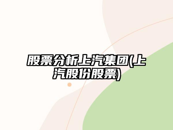 股票分析上汽集團(上汽股份股票)