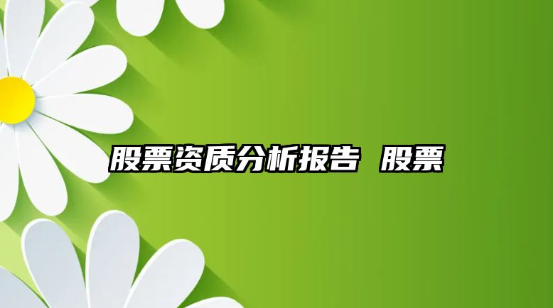 股票資質(zhì)分析報告 股票