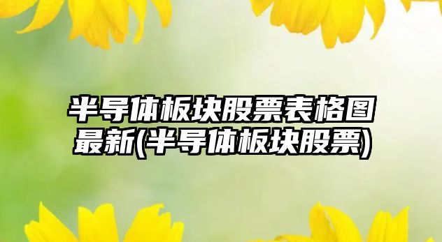 半導體板塊股票表格圖最新(半導體板塊股票)