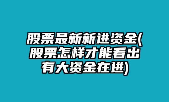 股票最新新進(jìn)資金(股票怎樣才能看出有大資金在進(jìn))