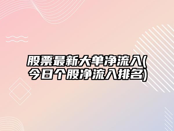 股票最新大單凈流入(今日個(gè)股凈流入排名)