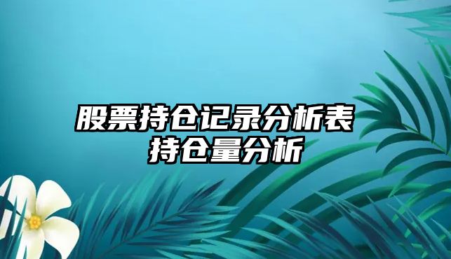 股票持倉記錄分析表 持倉量分析