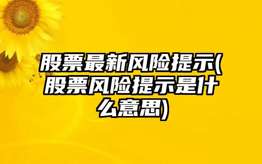 股票最新風(fēng)險提示(股票風(fēng)險提示是什么意思)