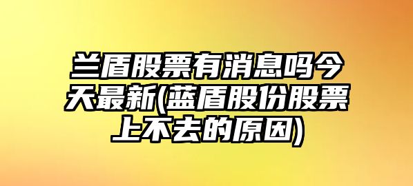 蘭盾股票有消息嗎今天最新(藍盾股份股票上不去的原因)