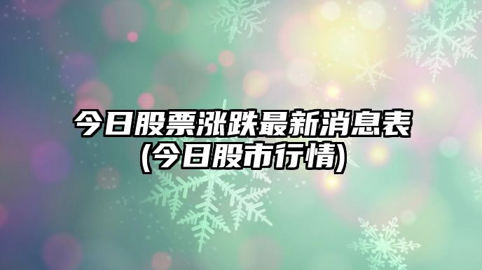 今日股票漲跌最新消息表(今日股市行情)