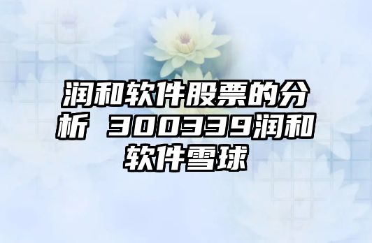 潤和軟件股票的分析 300339潤和軟件雪球