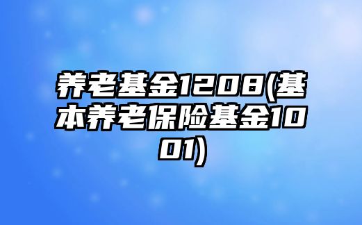 養老基金1208(基本養老保險基金1001)