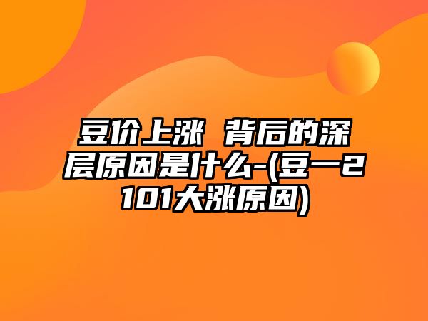 豆價(jià)上漲 背后的深層原因是什么-(豆一2101大漲原因)