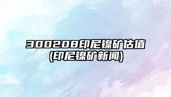 300208印尼鎳礦估值(印尼鎳礦新聞)