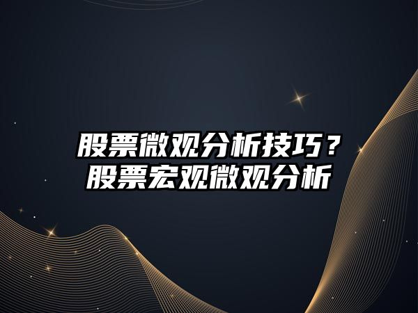 股票微觀(guān)分析技巧？股票宏觀(guān)微觀(guān)分析