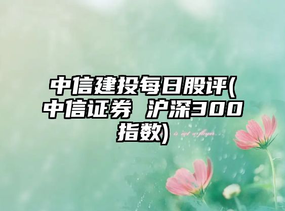 中信建投每日股評(中信證券 滬深300指數)