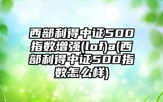 西部利得中證500指數增強(lof)a(西部利得中證500指數怎么樣)