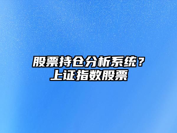 股票持倉分析系統？上證指數股票