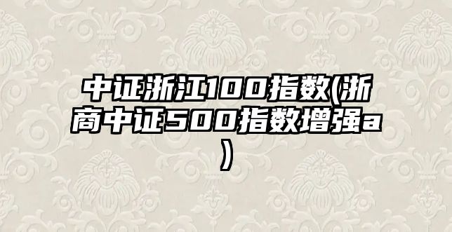 中證浙江100指數(浙商中證500指數增強a)