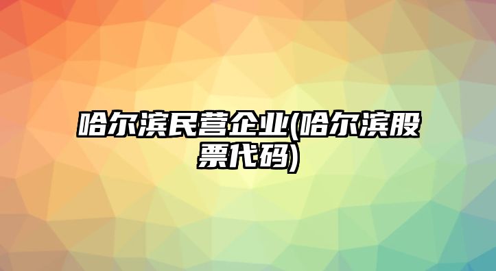 哈爾濱民營(yíng)企業(yè)(哈爾濱股票代碼)