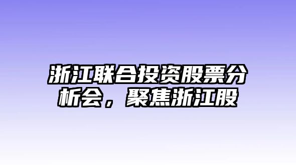 浙江聯(lián)合投資股票分析會(huì )，聚焦浙江股