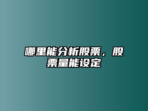 哪里能分析股票，股票量能設定