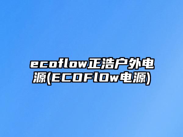 ecoflow正浩戶(hù)外電源(ECOFlOw電源)